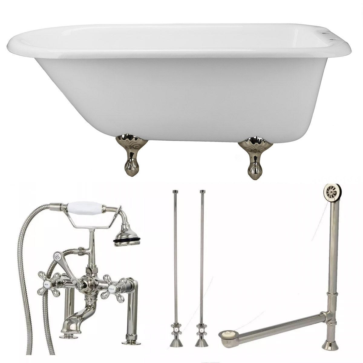 Randolph Morris Heritage 67 Inch Cast Iron Classic Clawfoot Tub and Faucet Package TUBSET27PNPN-67