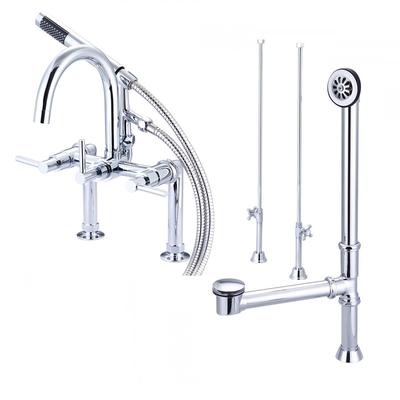 Randolph Morris Mason Hill Collection Clawfoot Tub Deck Mount Contemporary Gooseneck Tub Faucet with Handshower Complete Set RMHSET2ML-C