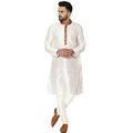 SKAVIJ Kurta Pajama Set for Men Long Sleeve Indian Ethnic Party Dress Suit Off-White S