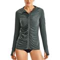 CRZ YOGA Women's UPF Swimsuit Cover Ups for Women Zip Front Long Sleeve Swim Hoodie Mountain Green 12