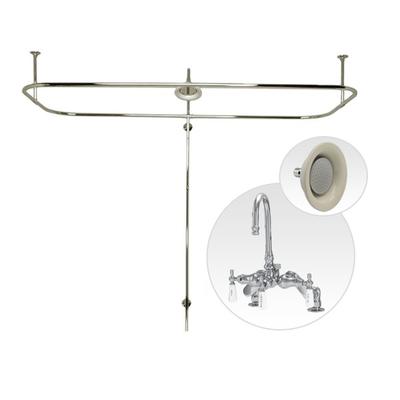 Randolph Morris Side Deck Mount Clawfoot Tub Shower Enclosure with Gooseneck Faucet and Sunflower Shower Head RM736SC