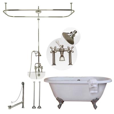 Randolph Morris Windsor 60 Inch Acrylic Double Ended Tub & Shower Package - White / Chrome Feet & Fixtures SAVINGSPACKAGE-DE60-SH