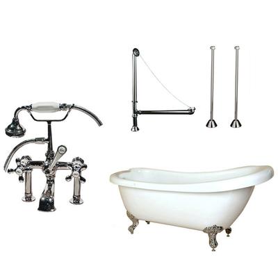 Randolph Morris Bristol 67 Inch Acrylic Slipper Clawfoot Tub Package - Chrome Feet with Chrome Fixtures SAVINGSPACKAGE67
