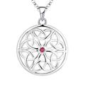 JO WISDOM Women Necklace,925 Sterling Silver Irish Triquetra Celtic Knot Pendant Necklace with 3A Cubic Zirconia July Birthstone Ruby Color,Jewellery for Women