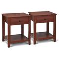 Costway Set of 2 Nightstand with Storage Shelf and Pull Handle