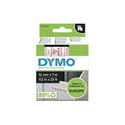 DYMO D1 Schriftbandkassette rot/weiß, 12 mm x 7 m