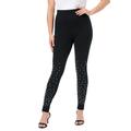 Plus Size Women's Rhinestone And Pearl Legging by Roaman's in Black Embellishment (Size 34/36) Embellished Sparkle Jewel Stretch Pants