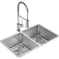 Elkay Crosstown Stainless Steel 32" L x 19" W Undermout Kitchen Sink w/ Faucet Stainless Steel in Gray | 9 H x 31.5 W x 18.5 D in | Wayfair