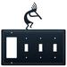 Village Wrought Iron Kokopelli 4-Gang Toggle Light Switch/Rocker Combination Wall Plate in Black | 8 H x 8.25 W x 0.17 D in | Wayfair EGSSS-56