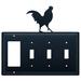 Village Wrought Iron Rooster 4-Gang Toggle Light Switch/Rocker Combination Wall Plate in Black | 8 H x 8.25 W x 0.17 D in | Wayfair EGSSS-1