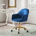 Kelly Clarkson Home Aurora Velvet Office Chair w/ Gold Chrome Base Upholstered in Blue | 36.22 H x 24.02 W x 24.41 D in | Wayfair