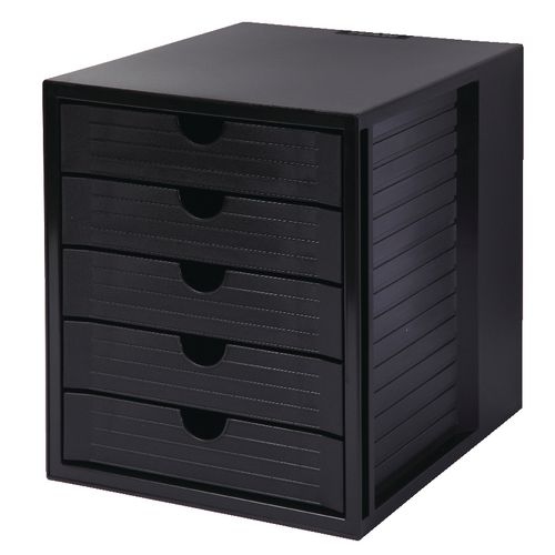 HAN Schubladenbox Kunststoff Schwarz 5 Schübe 27,5 x 33 x 32 cm DIN A4 Image