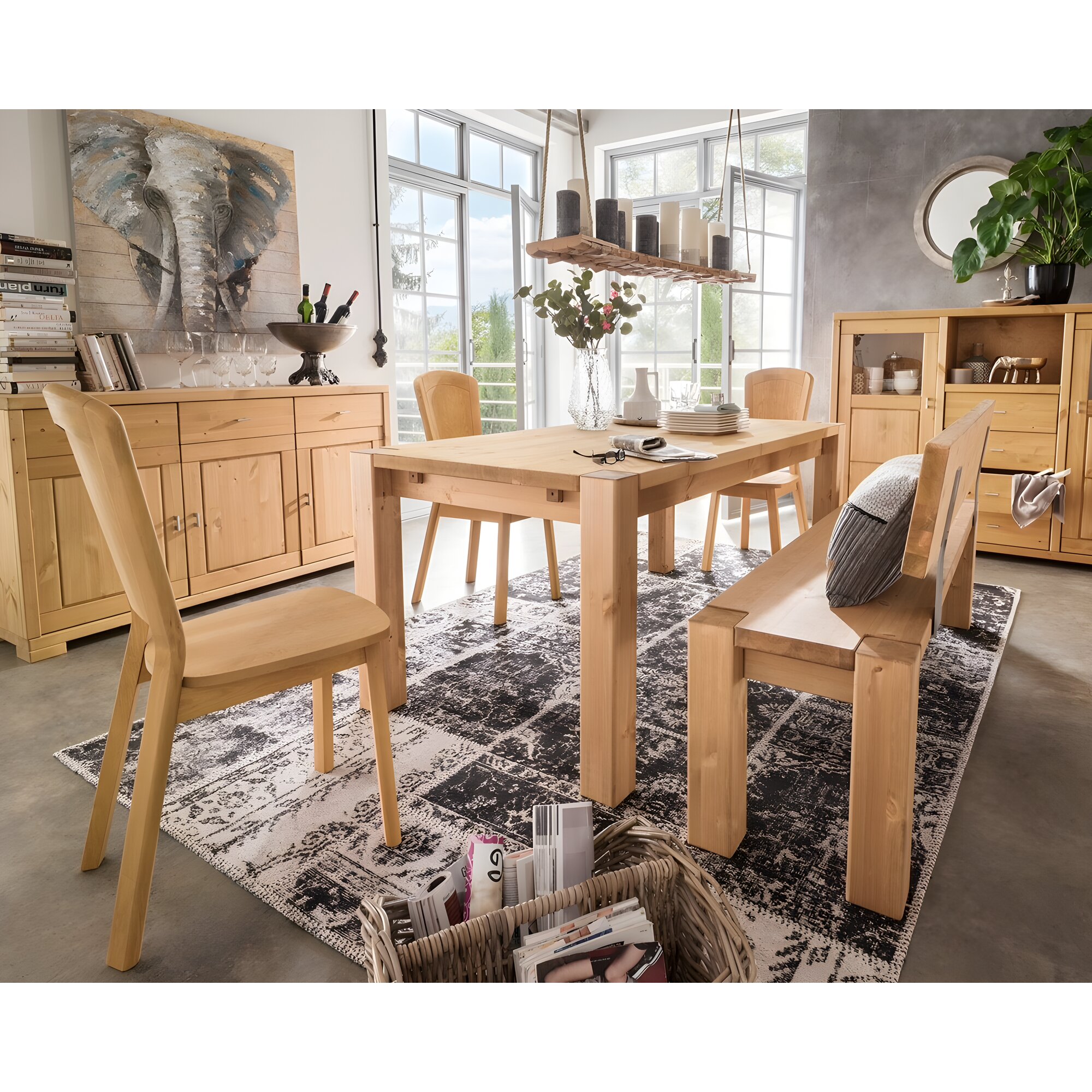 MassivHolz »Vita« Sitzbank natur mit Rückenlehne / 140 cm