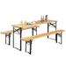 Costway 3 Pieces Folding Wooden Picnic Table Bench Set