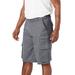 Men's Big & Tall Boulder Creek® 12" Side-Elastic Stacked Cargo Pocket Shorts by Boulder Creek in Steel (Size 46)