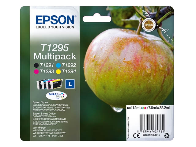 Epson Inkjet-Druckerpatronen schwarz, cyan, magenta, yellow, 1x580, 3x470 Seiten , C13T12954012 Image