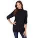 Plus Size Women's Fine Gauge Drop Needle Mockneck Sweater by Roaman's in Black (Size L)