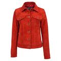 Womens Red Suede Trucker Jacket American Western Denim Biker Style - Marisa (12)
