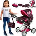 Kinderplay Dolls Pram | 3-in-1 Toy Pram | Baby Doll Pram - Toy Pushchair | Dolls Buggy | Dolls Pushchair | Doll Stroller with Adjustable Handle (36.5-64 cm), model KP0200G