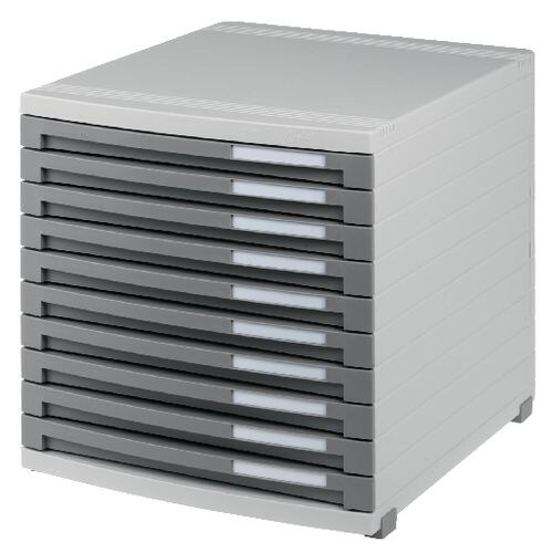 HAN CONTUR Schubladensystem Kunststoff Grau, Hellgrau 10 Schübe 30 x 38,2 x 30,7 cm DIN B4 Image