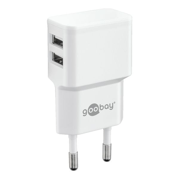 goobay Dual USB-Ladegerät 2,4 A weiß weiß, 3.7x2.24x7.15 cm Image