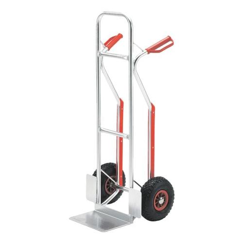 Alu-Stapelkarre mit Luftbereifung bis 150 kg silber, ROLLCART, 48×117.5×49 cm