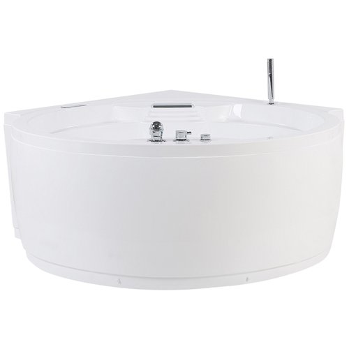 Whirlpool-Badewanne Eckbadewanne Weiß 150 x 114 cm mit Massagefunktion und LED Rund Modern Glamour