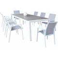 Set tavolo e sedie da giardino per esterno in alluminio cm 162/242x100x74 h con 8 sedute colore