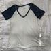 American Eagle Outfitters Tops | American Eagle Outfitters Baseball V-Neck T-Shirt | Color: Blue/White | Size: S