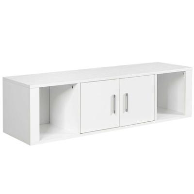 Costway Wall Mounted Floating 2 Door Desk Hutch Storage Shelves-White