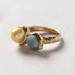 Anthropologie Jewelry | Anthropologie Gold Ring Pearl Turquoise Size 6 7 | Color: Gold/Yellow | Size: Os