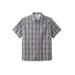 Men's Big & Tall Short-Sleeve Plaid Sport Shirt by KingSize in Black Plaid (Size 2XL)