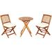 Costway 3 Pieces Patio Folding Bistro Set with Padded Cushion and Round Coffee Table-White