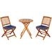Costway 3 Pieces Patio Folding Bistro Set with Padded Cushion and Round Coffee Table-Navy