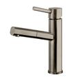 Whitehaus Collection Waterhaus Single Hole Kitchen Faucet with Pull Out Spray - Brushed Stainless Steel WHS1394-PSK-BSS