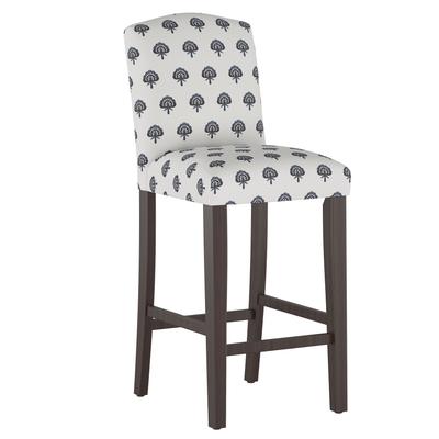 Block Paisley Camel Back Barstool by Skyline Furniture in Block Navy