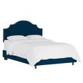 Nail Button Notched Bed by Skyline Furniture in Premier Navy (Size QUEEN)