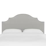 Stripe Nail Button Notched Headboard by Skyline Furniture in Oxford Stripe Charcoal (Size QUEEN)