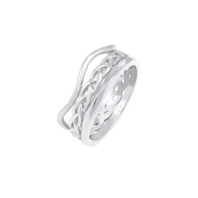 Elli Ringset Wellen Geflochten Verdreht 925 Silber 54 Damen Image
