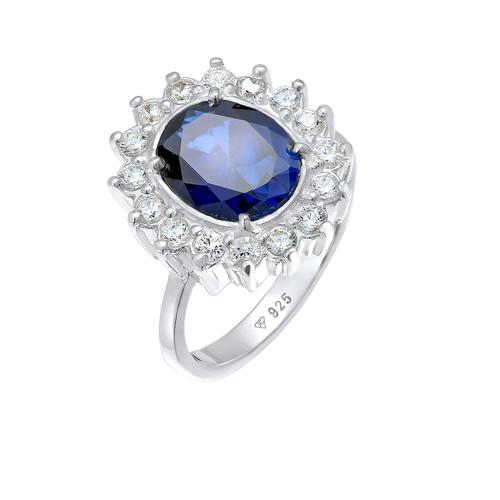 Elli Cocktailring Saphirblau Royal Zirkonia 925 Silber 54 Damen