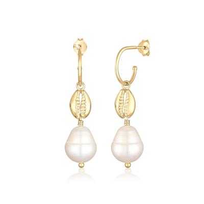 Elli - Kauri Muschel Baroque Süßwasserperle 925 Silber Ohrringe 1 ct Damen (79.99 € / 1 ct)