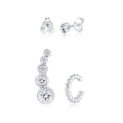 Elli - Climber Cuff Set Kristalle 925 Silber Ohrringe 1 ct Damen