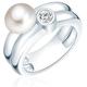 Valero Pearls - Perlen-Ring Sterling Silber Zirkonia Süßwasser-Zuchtperle in Silber Ringe Damen