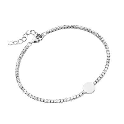 Smart Jewel Armband Zirkonia Steine, Plättchen, Silber 925 19 cm Damen