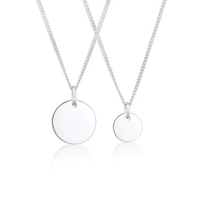 Elli - 2er Set Plättchen Coin Mutter Tochter 925 Silber Schmuck-Set 1 ct Damen