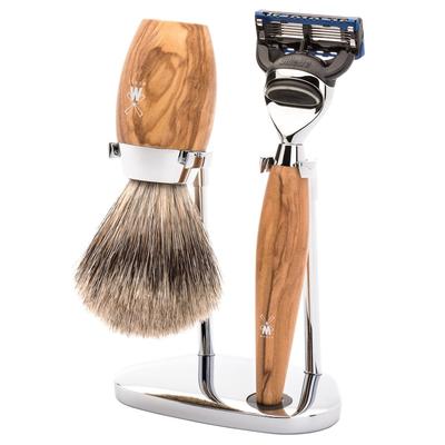 Mühle KOSMO 3tlg. Rasierset, feines Dachshaar, Gillette® Fusion?, Griffmaterial Olivenholz Herren Image