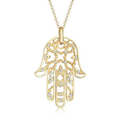 Elli PREMIUM - Hamsa Hand der Fatima Kristalle 925 Silber Ketten 1 ct Damen