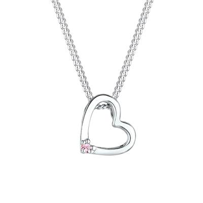 Elli - Herz Rosa Kristall 925 Sterling Silber Ketten 1 ct Damen