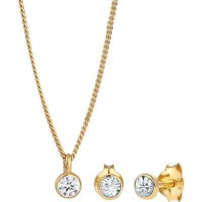Elli Basic Elegant Kristalle 925 Silber golfarben Damen