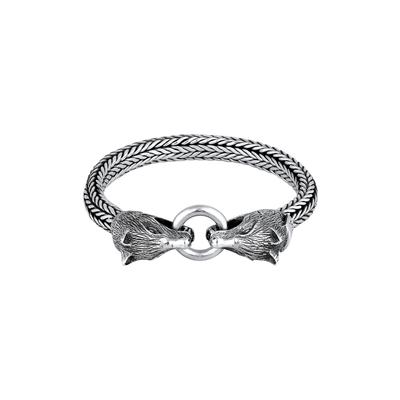 KUZZOI - Herren Wolfskopf Ringverschluss Trend 925 Silber Herrenschmuck 1 ct